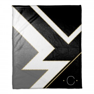 Black White And Gold Color Blocking 50x60 Personalized Throw Blanket 
