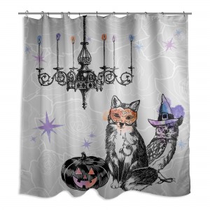 Watercolor Festive Animals 71x74 Shower Curtain