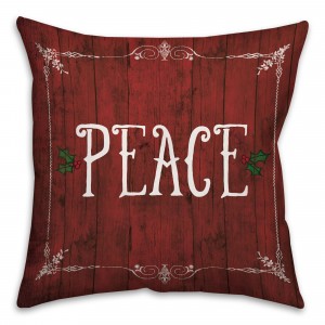 Rustic Holiday Peace Throw Pillow