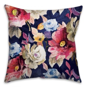 Water Gauche Flowers Spun Polyester Throw Pillow