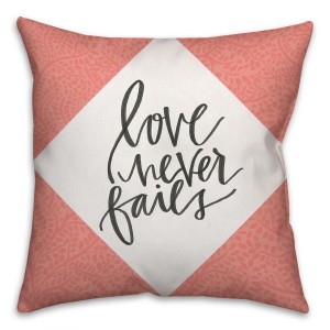 Love Never Fails Script Spun Polyester Throw Pillow