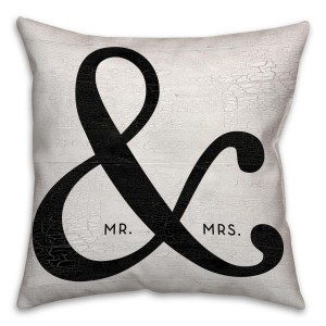 Black Ampersand Mr and Mrs Spun Polyester Throw Pillow