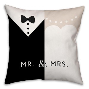 Mr and Mrs Dress Spun Polyester Throw Pillow