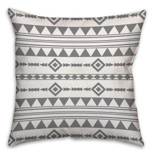 Gray Aztec Spun Polyester Throw Pillow