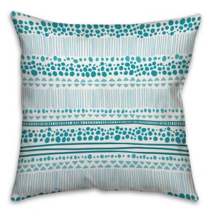 Cyan Tribal Spun Polyester Throw Pillow