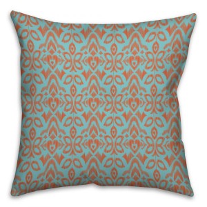 Tribal Orange Ikat Spun Polyester Throw Pillow
