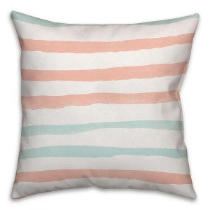 Pink and Blue Watercolor Lines Spun Polyester Throw Pillow