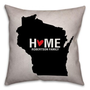 Wisconsin State Pride Spun Polyester Throw Pillow -18x18