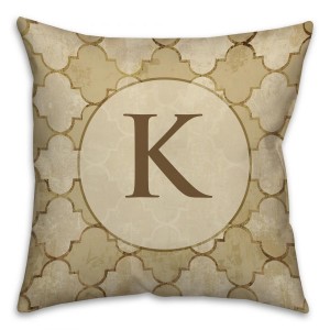 Bits of Gold Monogram Spun Polyester Throw Pillow -18x18