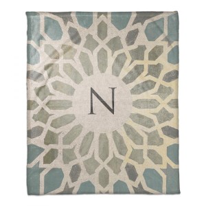 Exotic Tile Personalized Monogram Coral Fleece Blanket – 50”x60”