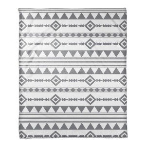 Gray Aztec Coral Fleece Blanket – 50x60