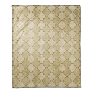 Gold Quatrefoil Coral Fleece Blanket – 50x60