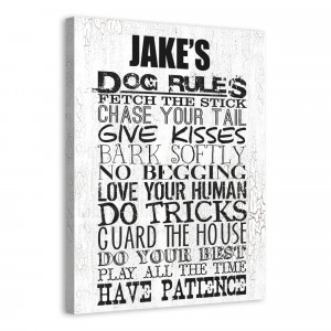 Dog Rules 11x14 Personalized Canvas Wall Art