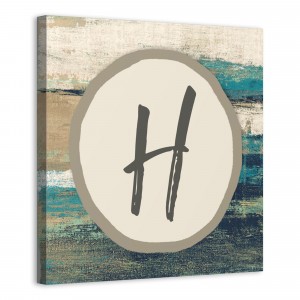 Abstract Blue Monogram 16x16 Personalized Canvas Wall Art