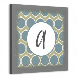 Cool Circle Geo Monogram 16x16 Personalized Canvas Wall Art 