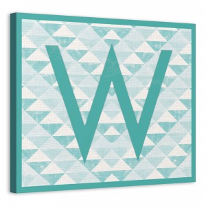 Personalize Pattern Monogram Teal 20x16 Personalized Canvas Wall Art
