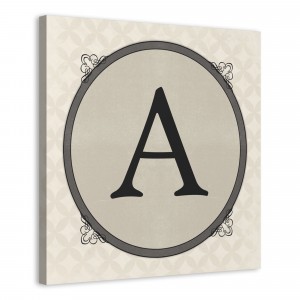 Circle Scroll Monogram 20x20 Personalized Canvas Wall Art