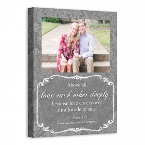 Love Each Other Deeply (1 Peter 4:8 NIV) 11X14 Personalized Canvas Wall Art 