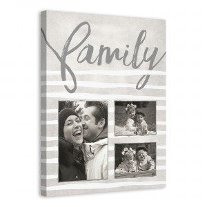 Family with Stripes Photo Collage 16x20 Personalized Canvas Wall Art
