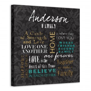 Family Phrases Sign 16x16 Personalized Canvas Wall Art