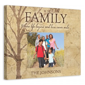 Family Tree Love Never Ends 20x16 Personalized Canvas Wall Art