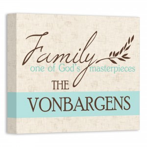 Family One of God's Masterpieces 10x8 Personalized Canvas Wall Art