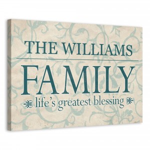 Teal Life's Greatest Blessing Family Sign 24x16 Personalized Canvas Wall Art