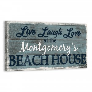 Live Laugh Love Beach House Sign 20x10 Personalized Canvas Wall Art 