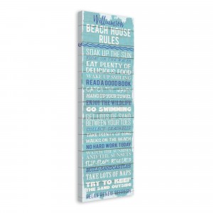 Beach House Rules 12x36 Personalized Canvas Wall Art 