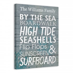 By The Sea Family Sign 16x20 Personalized Canvas Wall Art