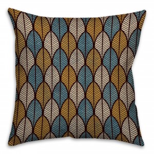 Turquoise Leaf Abstract Spun Polyester Throw Pillow