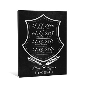Anniversary Crest 16x20 Personalized Canvas Wall Art