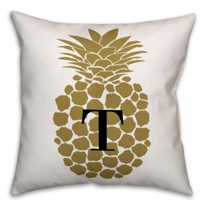 Golden Pineapple 18x18 Personalized Throw Pillow