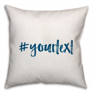 Adriatic Sea Blue Brush Tip Hashtag 18x18 Personalized Throw Pillow