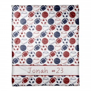 Sports Ball Pattern 50x60 Personalized Coral Fleece Blanket