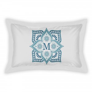Blue Tile Border King Personalized Brushed Poly Sham