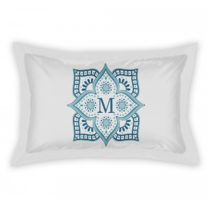 Blue Tile Border King Personalized Brushed Poly Sham