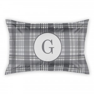 Gray Plaid King Personalized Brushed Poly Sham