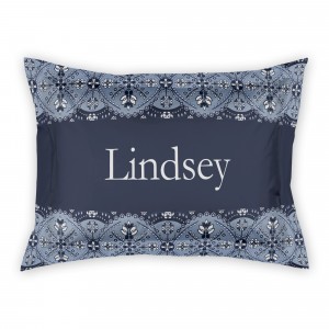 Blue Ornamental Pattern Standard Personalized Brushed Poly Sham