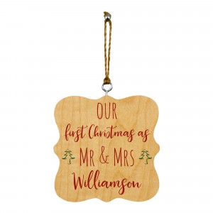 Our First Christmas 3.25x3.25 Personalized Wood Ornament