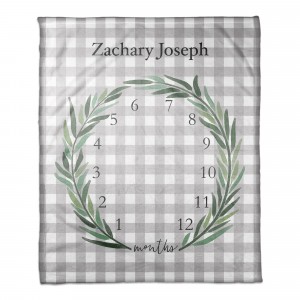 Buffalo Check Wreath 50x60 Personalized Coral Fleece Blanket