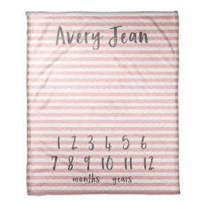 Stripes and Polka Dots 50x60 Personalized Coral Fleece Blanket