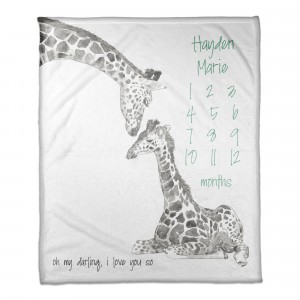 Darling Giraffe 50x60 Personalized Coral Fleece Blanket