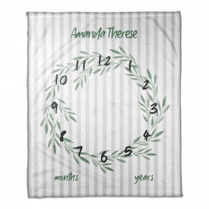 Botanical Stripes 50x60 Personalized Coral Fleece Blanket