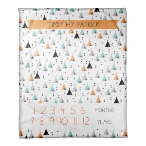 Teepee Pattern 50x60 Personalized Coral Fleece Blanket