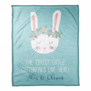 The Cutest Cottontails 30x40 Personalized Coral Fleece Blanket