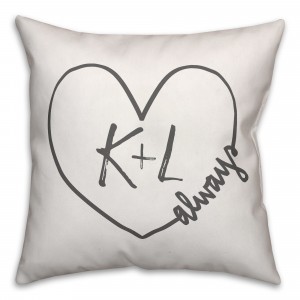Heart Shaped Initials 18x18 Personalized Indoor / Outdoor Pillow