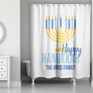 Happy Hanukkah Menorah 71x74 Personalized Shower Curtain