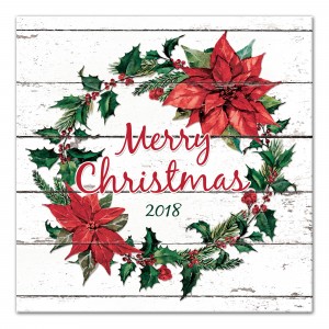 Merry Christmas Wreath 20x20 Personalized Canvas Wall Art