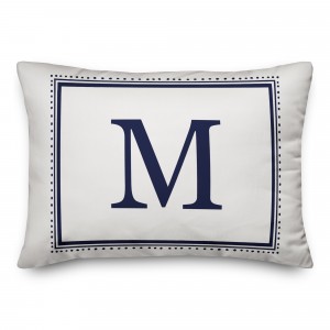 Simple Navy Monogram 14x20 Personalized Indoor / Outdoor Pillow